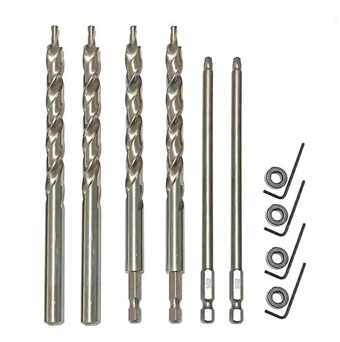 4 Pcs 3/8" Pocket Hole Drill Bit with Depth Stop Collars & SQ2 Screwdriver Bit Set, 1/4" Hex Shank & Round Shank Replacement Drills for Manual Pocket Hole Guide Jig Master System in Kuwait