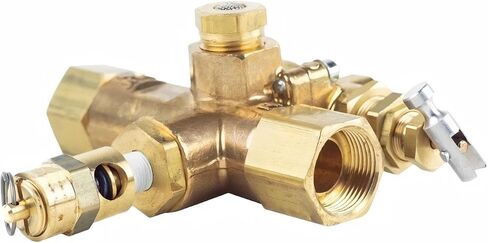 49816283C Pilot Unloader Check Valve T30 Gas Power Compressor | Solid Brass, Throttle Control Valve Port: 1/8" Female NPT, Tank Connection: 1/2" Female NPT, Inlet: 5/8" Inverted Flare in Kuwait