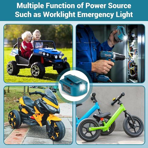 USB Adapter for Makita 18V Battery, 1 USB-C & 1 Type-C Fast Charger with 200LM LED Work Light, Portable Belt Clip Power Converter for Jobsite in Kuwait