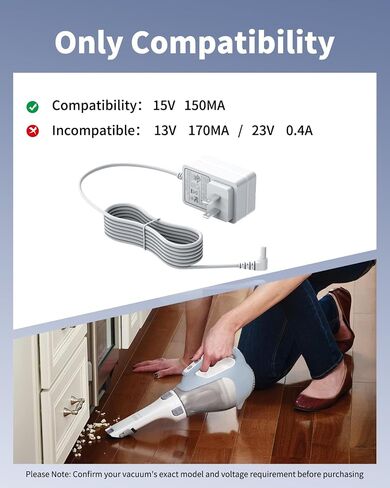 Superer Charger Fit for Black and Decker Spillbuster BHSB315J BHSB320JP, Floor Sweeper for HFS115J10 HFS215J01 HFS413J10 Model Power Cord in Kuwait