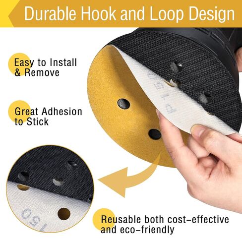 6 Inch Sanding Discs, 6 Holes Hook and Loop 40 Grit Round Wet Dry Auto Sandpaper for Orbital Sander Pads 70 PCS Lijas for Car in Kuwait