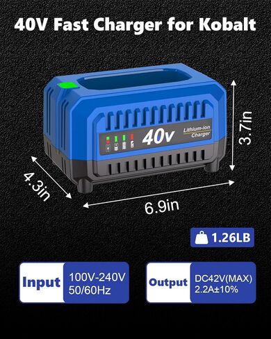 40V Fast Charger Replacement for Kobalt 40V Battery Charger | Compatible for Kobalt 40 Volt Lithium Ion Battery KB240-03 KB640-03 KB240-06 KRC40-06, LED Indicator, Built-in Cooling System in Kuwait