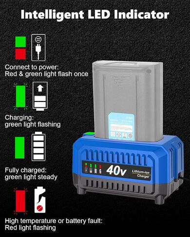 40V Fast Charger Replacement for Kobalt 40V Battery Charger | Compatible for Kobalt 40 Volt Lithium Ion Battery KB240-03 KB640-03 KB240-06 KRC40-06, LED Indicator, Built-in Cooling System in Kuwait