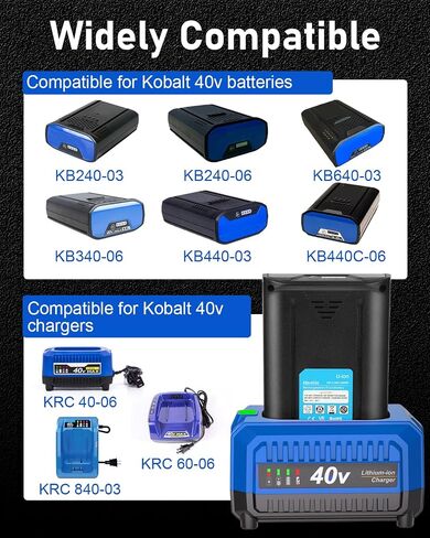 40V Fast Charger Replacement for Kobalt 40V Battery Charger | Compatible for Kobalt 40 Volt Lithium Ion Battery KB240-03 KB640-03 KB240-06 KRC40-06, LED Indicator, Built-in Cooling System in Kuwait