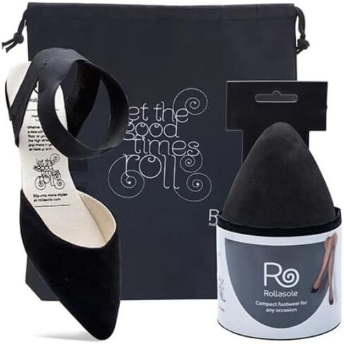 Rollasole Firefly Foldable Ballet Flats for Women - Pointed Toe Dress Shoes with Ankle Strap & High Heel Carry Bag - Deluxe Travel & Wedding Flats in Kuwait