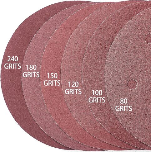 Drywall Sander Sanding Dics, 8-3/8" Hook-and-Loop 6-Hole Sanding Paper, 4 Each of 80 100 120 150 180 240 Grits in Kuwait
