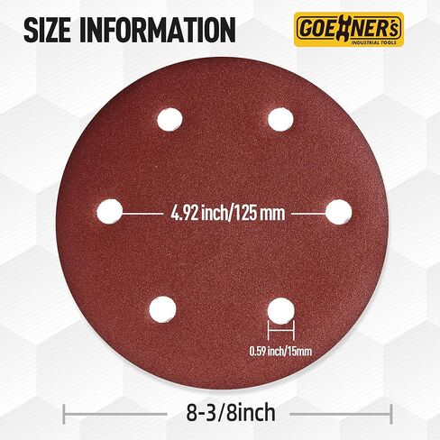 Drywall Sander Sanding Dics, 8-3/8" Hook-and-Loop 6-Hole Sanding Paper, 4 Each of 80 100 120 150 180 240 Grits in Kuwait