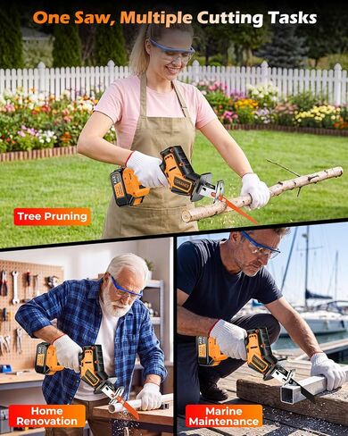 Cordless Reciprocating Saw | Brushless Motor 0-3500 SPM Variable Speed | 2 x 4.0Ah Batteries for Longer Runtime | Tool-Free Blade Change | 11-Blade Kit with Carrying Case for Wood Metal PVC in Kuwait