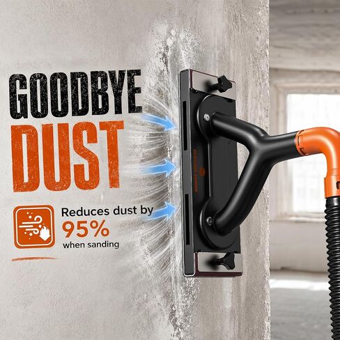 Zipcase 9" Dust Free Hand Sander for Smoothing Walls, 95% dust capture | Adjustable Suction, Drywall Sander with Vacuum, with 7.4 ft Hose, Adapter, 120 Grit and 240 Grit in Kuwait