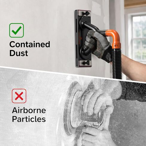 Zipcase 9" Dust Free Hand Sander for Smoothing Walls, 95% dust capture | Adjustable Suction, Drywall Sander with Vacuum, with 7.4 ft Hose, Adapter, 120 Grit and 240 Grit in Kuwait