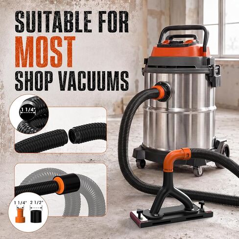 Zipcase 9" Dust Free Hand Sander for Smoothing Walls, 95% dust capture | Adjustable Suction, Drywall Sander with Vacuum, with 7.4 ft Hose, Adapter, 120 Grit and 240 Grit in Kuwait