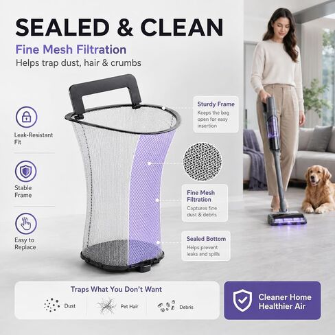 30 PCS Dust Bags for Narwal S30 Pro / S30 Wet Dry Vacuum Mop, Self-Contained Waste Separation Bag Replacement Parts, Fine Mesh Filter Bag with Rigid Frame for Dust, Hair and Debris in Kuwait