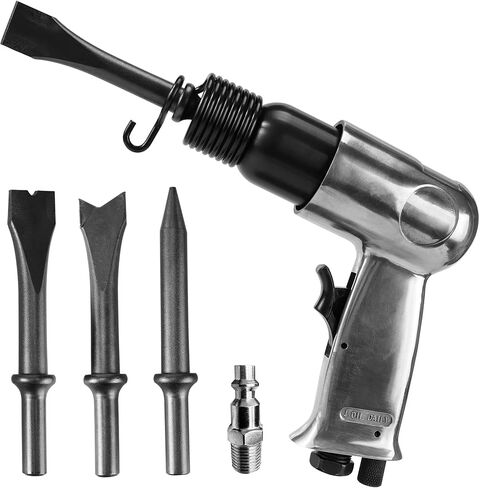150mm Air Hammer Kit, 4500 BPM Heavy Duty Pneumatic Hammer with 4 Chisels & Quick-Change Retainer Spring, Professional Air Chisel Set for Metal Cutting, Rust Removal and Masonry Work in Kuwait