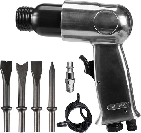 150mm Air Hammer Kit, 4500 BPM Heavy Duty Pneumatic Hammer with 4 Chisels & Quick-Change Retainer Spring, Professional Air Chisel Set for Metal Cutting, Rust Removal and Masonry Work in Kuwait