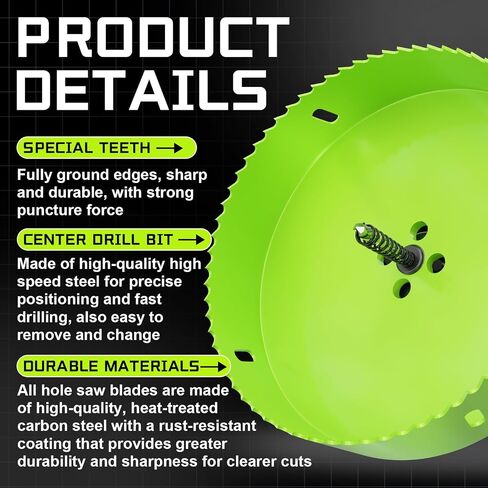 5-3/4" (146mm) Bi-Metal Hole Saw with Arbor-Multi-Material Cutting Kit for Thin Iron, Wood & Drywall - High-Speed Steel Teeth with Smooth Cutting Edge, Fast Chip Removal & Bonus Dust-Proof Bag in Kuwait