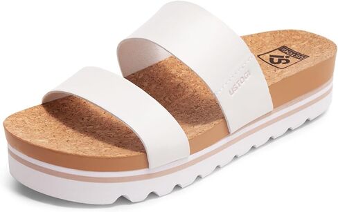 Flatform Platform Sandals Women Arch Support Beach Slides Orthotic Summer Causal Cork Footbed Adjustable Lightweight Thick Sole Comfortable Fashion Slip on Cushion Cute 2 Strap in Kuwait