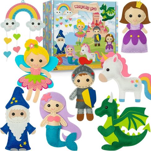 Craftorama Sewing Kit for Kids, Fun and Educational Fairytale Craft Set for Boys and Girls Age 7-12, Sew Your Own Felt Animals Craft Kit for Beginners, 165 Piece Set in Kuwait