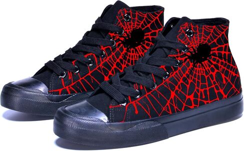 Men Canvas High Top Spider Web Sneakers Black Classic Lace up Shoes for Women Street Casual Tennis Shoes in Kuwait