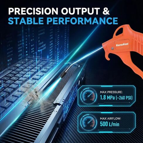 Air Blow Gun – Precision Nozzle | Brass valve and stainless steel nozzle withstand 1.8 MPa. 500 L/min output clears garage debris, PC fans, and car parts. in Kuwait
