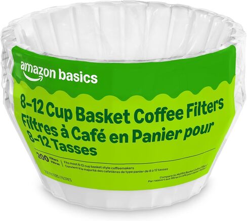 Amazon Basics Basket Coffee Filters for 8-12 Cup Coffee Makers, White, 200 Count in Saudi Arabia