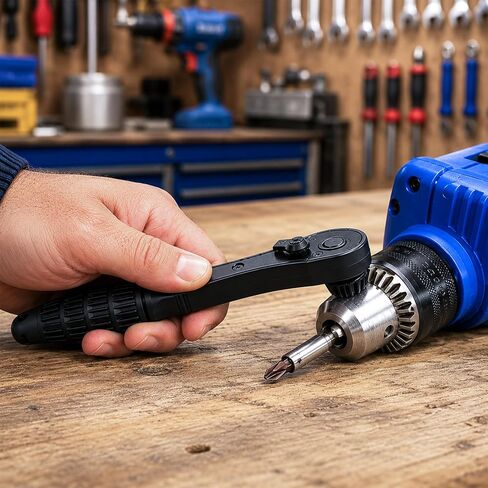 3 in 1 Drill Chuck Ratchet Wrench, Compatible with Most Electric Drills & Drill Presses, Universal Key Chuck Spanner, Double Head Replacement Tool for DIY, Home Repair, Automotive Maintenance in Kuwait
