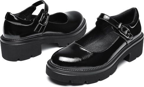 Women’s Mary Jane Shoes Platform Chunky Mary Janes Round Toe Adjustable Buckle Strap Dress Pumps Closed Toe Lug Sole Block Heel Shoes for Women in Kuwait