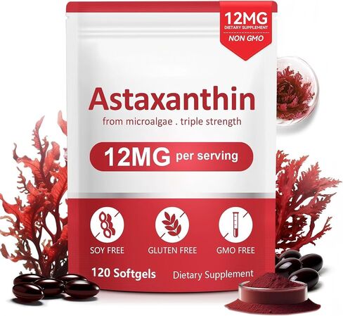 VOFANK Astaxanthin 12mg, Premium Astaxanthin Supplements with Antioxidant Activity, Supports Eye, Joint, Immune, Skin Health, Internal Circulation, Non-GMO & No Gluten 120 Softgels in Saudi Arabia