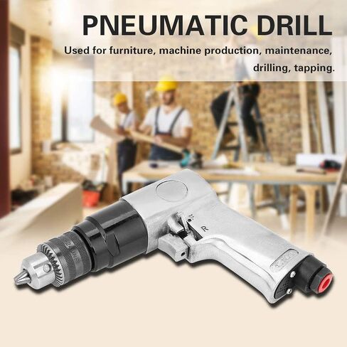 Air Drill 3/8" 1700rpm Pneumatic Drill,High Speed Reversible Air Drills for Wall Floor Iron Plate Drilling, Handheld Pneumatic Power Drill for Furniture Machine Maintenance in Kuwait