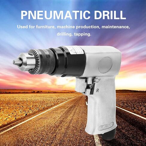Air Drill 3/8" 1700rpm Pneumatic Drill,High Speed Reversible Air Drills for Wall Floor Iron Plate Drilling, Handheld Pneumatic Power Drill for Furniture Machine Maintenance in Kuwait
