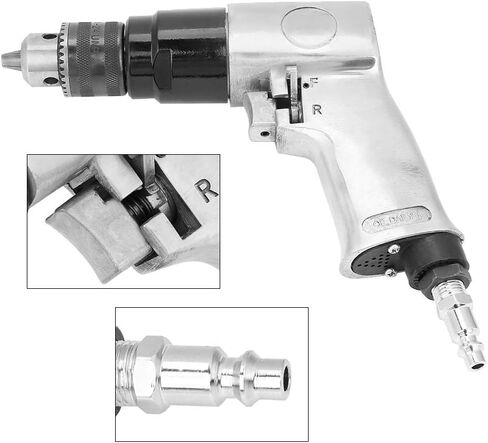 Air Drill 3/8" 1700rpm Pneumatic Drill,High Speed Reversible Air Drills for Wall Floor Iron Plate Drilling, Handheld Pneumatic Power Drill for Furniture Machine Maintenance in Kuwait