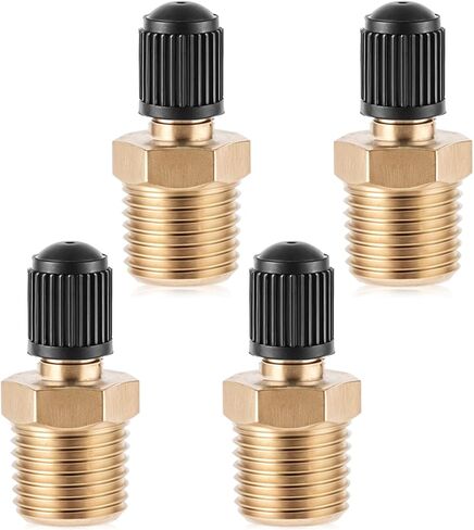 4pcs Schrader Valve 1/4'' Tank Valve Brass Tank Valves Male Threads Standard Valves Core Using with Air Compressor Tanks with Sealing Caps in Kuwait