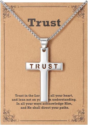 Lcherry Father's Day Gifts Cross Necklace, Stainless Steel Cross Pendant Necklace for Men Birthday Religious Gifts for Men Dad Son Husband in Saudi Arabia