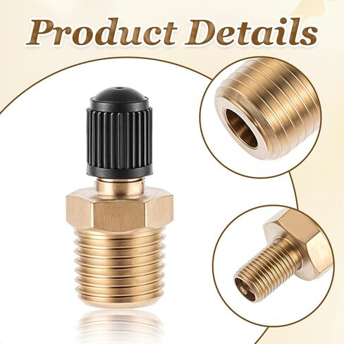 4pcs Schrader Valve 1/4'' Tank Valve Brass Tank Valves Male Threads Standard Valves Core Using with Air Compressor Tanks with Sealing Caps in Kuwait