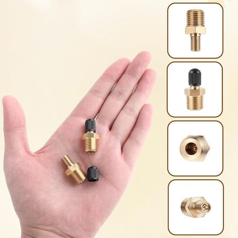 4pcs Schrader Valve 1/4'' Tank Valve Brass Tank Valves Male Threads Standard Valves Core Using with Air Compressor Tanks with Sealing Caps in Kuwait