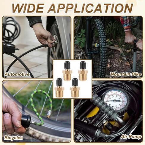 4pcs Schrader Valve 1/4'' Tank Valve Brass Tank Valves Male Threads Standard Valves Core Using with Air Compressor Tanks with Sealing Caps in Kuwait