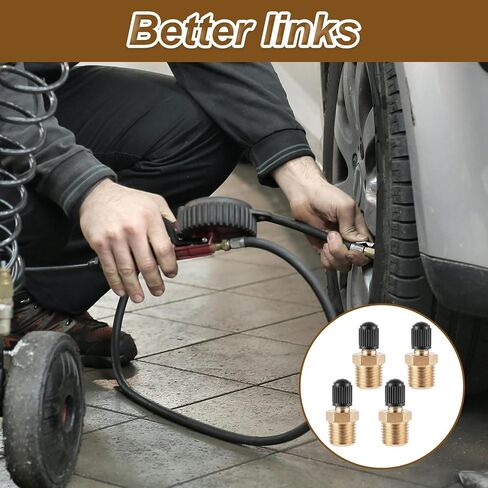4pcs Schrader Valve 1/4'' Tank Valve Brass Tank Valves Male Threads Standard Valves Core Using with Air Compressor Tanks with Sealing Caps in Kuwait