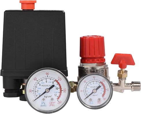 Air Compressor Pressure Switch with Gauges - Central Pneumatic Compressor Parts for Precise Air Regulation in Kuwait