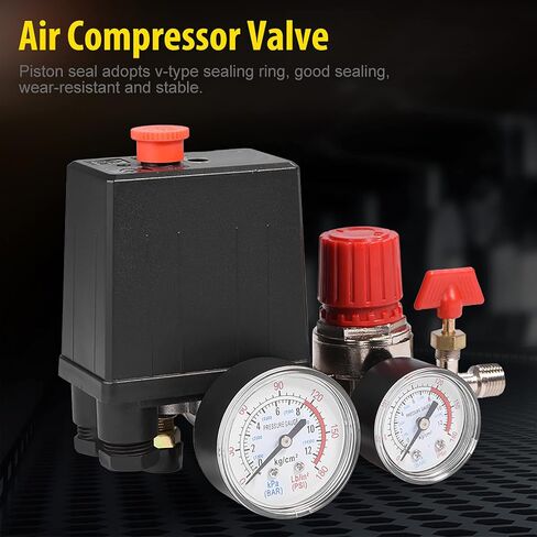 Air Compressor Pressure Switch with Gauges - Central Pneumatic Compressor Parts for Precise Air Regulation in Kuwait