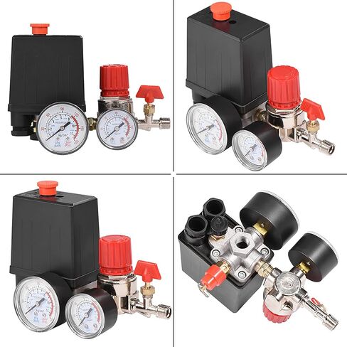 Air Compressor Pressure Switch with Gauges - Central Pneumatic Compressor Parts for Precise Air Regulation in Kuwait