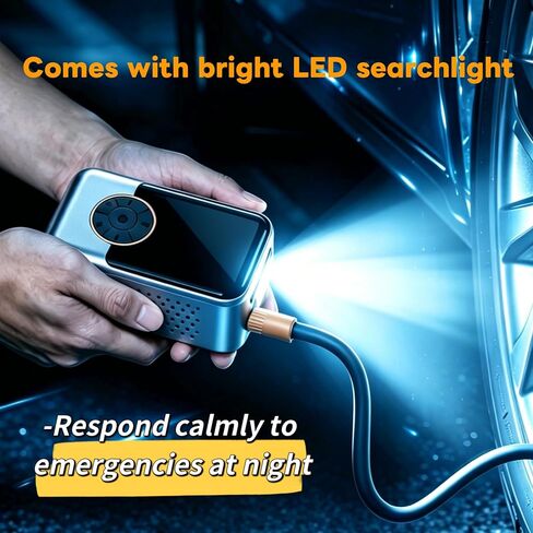 Portable Tire Inflator Air Pump for Car Tires - 3000mAh Cordless Air Compressor, 150 PSI Fast Inflation, ±0.5PSI Accurate Digital Display, LED Light, 4 Nozzles for Cars, Motorcycles, Bikes & Balls in Kuwait