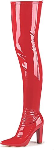 WSKEISP Thigh High Boots for Women Gogo Boot Heeled Over The Knee High Patent Leather 70s Long Tall Boots in Kuwait
