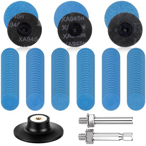 120Pcs 3 in Sanding Disc Quick Replacement Disc Surface Conditioning Discs | 36/60/80 Grits with 1/4'' Holder R-Type Roll Lock Sandpaper Discs for Die Grinder Surface Strip in Kuwait