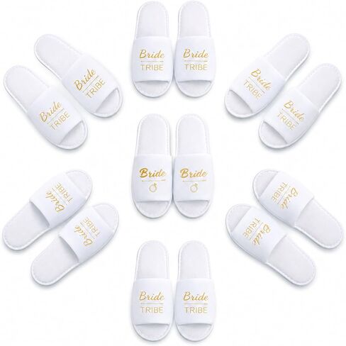 7Pairs Wedding Slippers Bulk for Bride Bridesmaids, Disposable Open Toe Shoes for Bachelorette Party Gifts Favors Non Slip in Kuwait