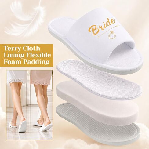 7Pairs Wedding Slippers Bulk for Bride Bridesmaids, Disposable Open Toe Shoes for Bachelorette Party Gifts Favors Non Slip in Kuwait