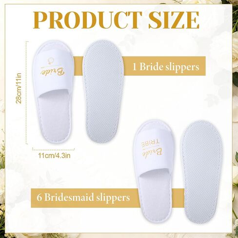 7Pairs Wedding Slippers Bulk for Bride Bridesmaids, Disposable Open Toe Shoes for Bachelorette Party Gifts Favors Non Slip in Kuwait