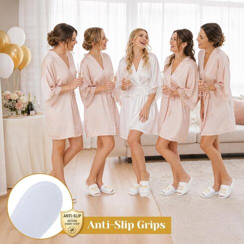 7Pairs Wedding Slippers Bulk for Bride Bridesmaids, Disposable Open Toe Shoes for Bachelorette Party Gifts Favors Non Slip in Kuwait