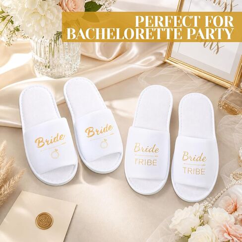 7Pairs Wedding Slippers Bulk for Bride Bridesmaids, Disposable Open Toe Shoes for Bachelorette Party Gifts Favors Non Slip in Kuwait
