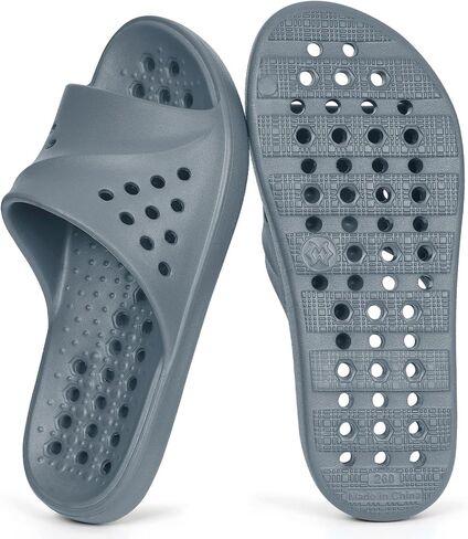 Shower Shoes for Womens Mens Slides | Quick Drying,with Arch Support,Beach Sandals,Non Slip,Summer,Bathroom,Indoor,Massage House Slippers,Drain Holes in Kuwait