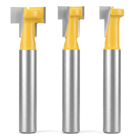 3 Pcs Keyhole Router Bits 1/4 Shank, Carbide T Slot Router Bit | 5/16, 3/8, 1/2 Inch Blade Diameter For Wood Hex Bolt T-Track Slotting Milling in Kuwait