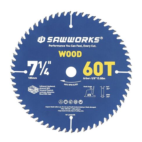 SawWorks 10 Inch 80T Circular Saw Blade ATB Carbide Tipped, Ultra Precision Fine Finish Wood Cutting Saw Blade with 5/8" Arbor for Table Saws & Miter Saws in Kuwait